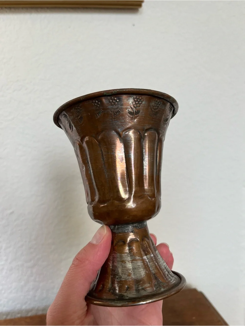 Vintage copper hurricane vase